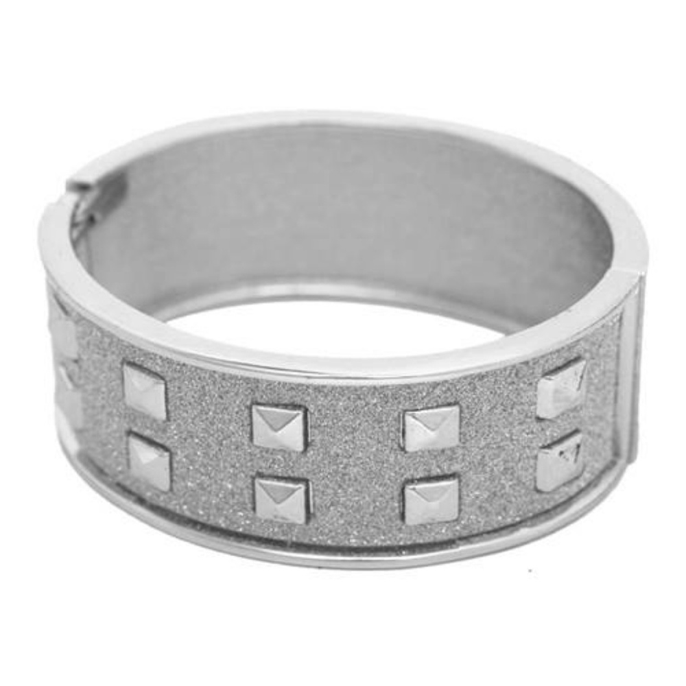 STUDDED CUFF BRACELET in SILVER
